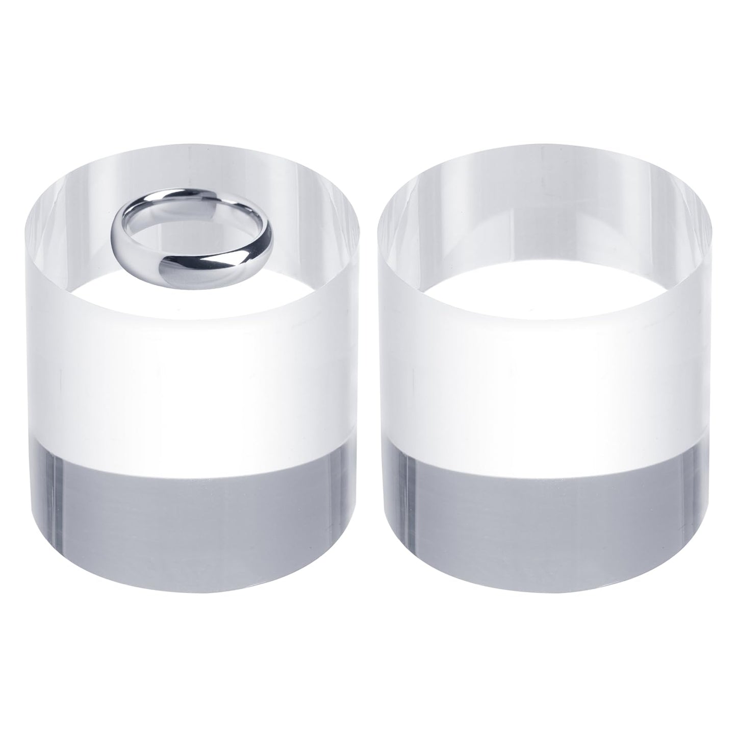 sourcing map 2pcs Acrylic Cylinder Display Blocks, 40 x 40 mm/1.6" x 1.6" Clear Jewelry Display Base Polished Cube Riser Stand Display Holder Base