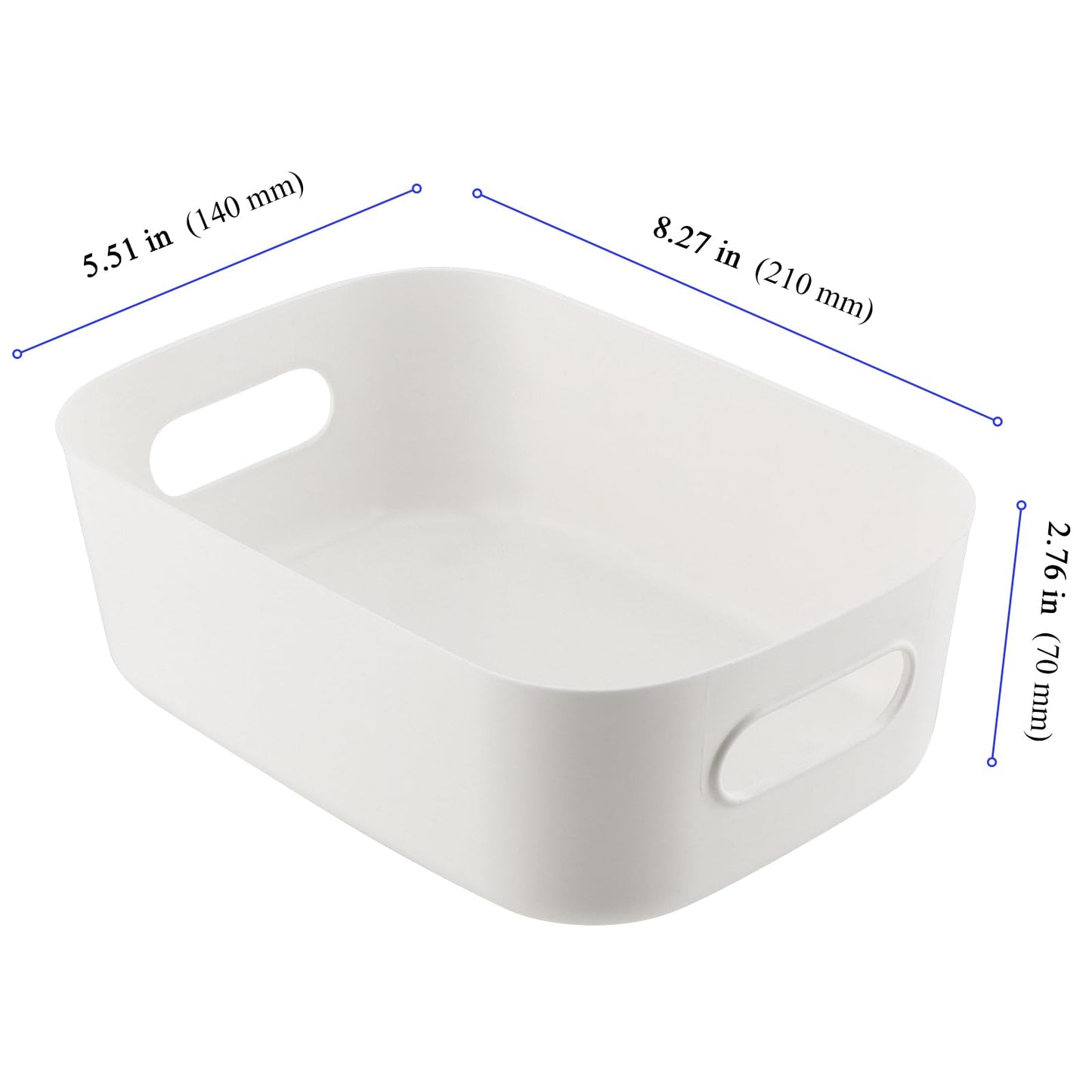 YUENPUN 10 PCS White Plastic Storage Organiser, Small White Storage Box Handle, Plastic Studio Storage Basket Bins for Kitchen, Bathroom