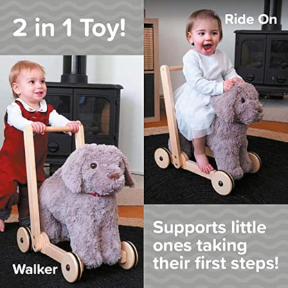 Little Bird Told Me - Bailey Dog Baby Walker/Push Along/Ride On for Toddler 12+ Months Unisex - 2-in-1 Soft Toy on Wheels, Sturdy Wooden Frame, Soft Plush Fabric - British Brand Since 2007