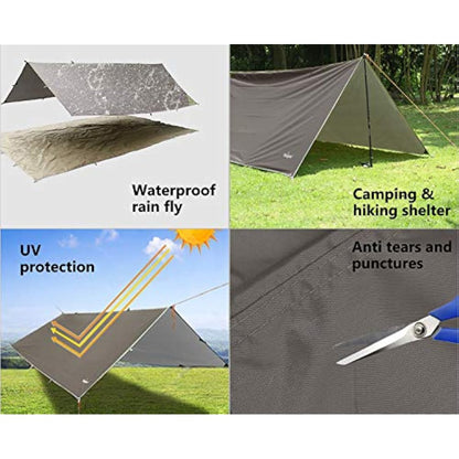 Unigear Tarp Rain Fly Tarp Waterproof Tent Cover Hiking Shelter Foldable Lightweight Waterproof for Camping and Protection Against Rain, Snow and Sun