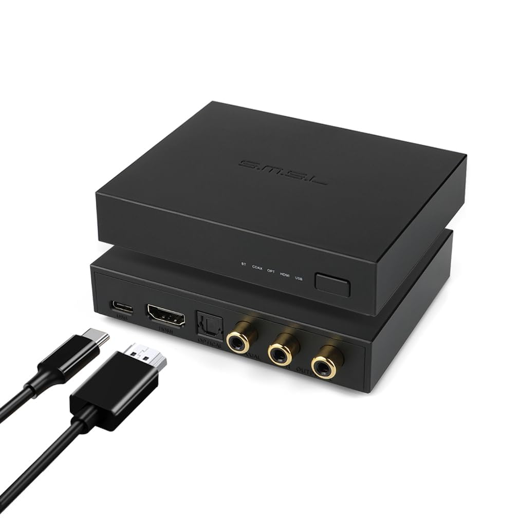 SMSL PS100 ES9023 HiFi Home Audio DAC, Multifunctional Mini DAC, USB/Optical/Coaxial/HDMI ARC/Bluetooth to RCA DAC, Support PS5, ESS DA Converter,