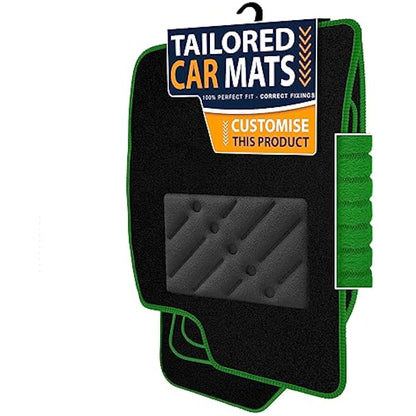 Car Mats FOR Volvo V70 / XC70 / S80 2007-2016 manual Black Carpet - Green Ribbed Trim - Black Rectangle Heel Pad [SAPP-1021]