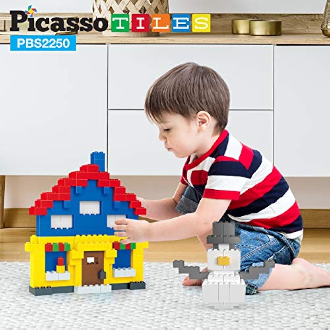 PicassoTiles 2250 PCs Building Block Tiles Creative Shapes to Enhance Imaginative Play Unique Set to Build Houses Animals Dinosaurs and More Vibrant STEM Toys Washable for Learning Education Ages 3+
