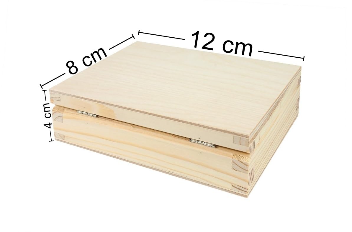 Wooden World - Wooden Tiny box With magnet Lid for tiny item storage items or wedding rings 12 x 8 cm