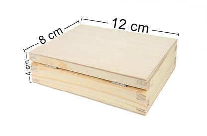 Wooden World - Wooden Tiny box With magnet Lid for tiny item storage items or wedding rings 12 x 8 cm