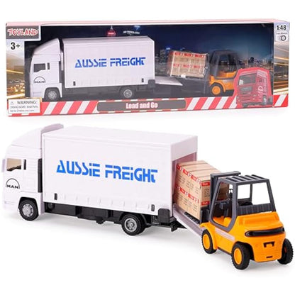 Toyland® Metal Load and Go Vehicle Set - Scania Cargo Truck with Forklift and Pallet - Transport Vehicle Toys - Toys for Boys (White)