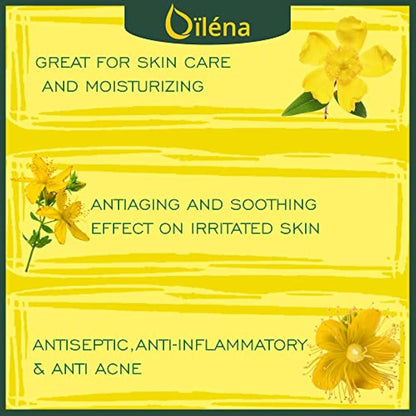 Oïléna - St. John's Wort Hypericum Oil 500 ml | Natural Cold Pressed Massage Oil | Body & Face Relaxing Oil | Anti Stretch Mark & Hydrating Skin Care | Regenerative Skin Oil, 500 ml Pack