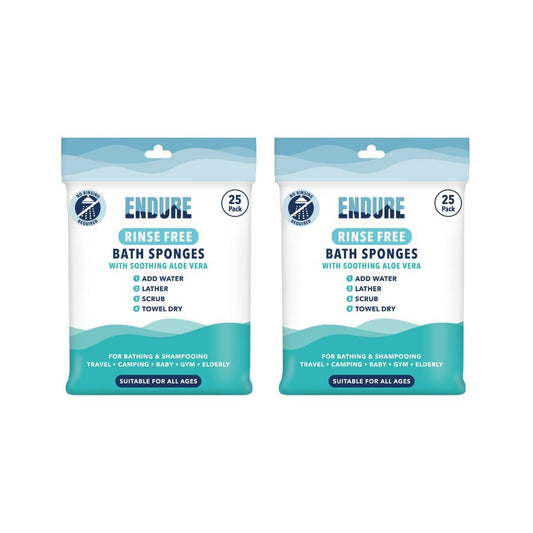 Endure Rinse Free Bath Shower Sponge - Body Wash Wipes for Bathing - Perfect for Camping, Festivals, Gym & Travel - Dry Wipes with Gentle Cleansing