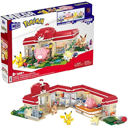 MEGA Pokémon Playset, Forest Pokemon Center Includes Pikachu, Chansey, Eevee, and Togepi, Building Toys for Kids and Adults, Collectible Character Model with 648 Pieces, Toy for Ages 8 and Up, HNT93