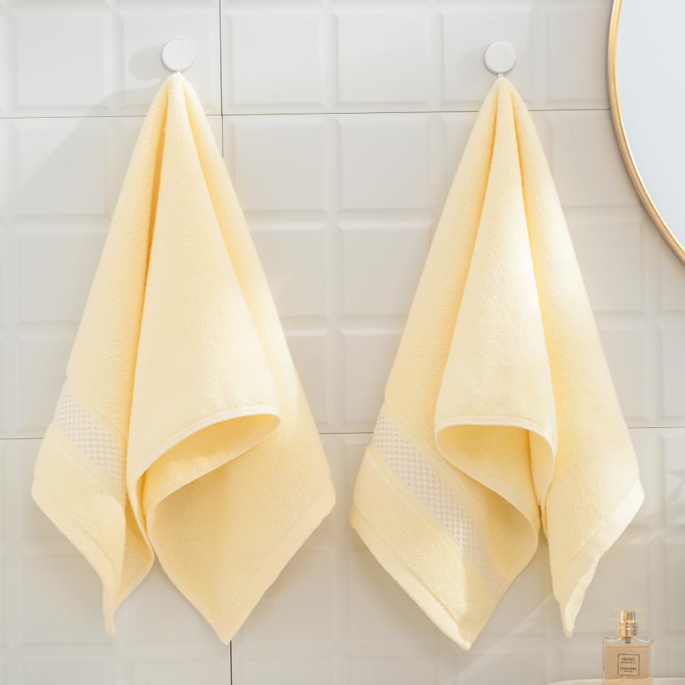 sense gnosis Beige Hand Towel Set of 2 Soft Absorbent 100% Cotton Decorative Hand Towels for Bathroom Hotel Shower, 13 X 29 Inches