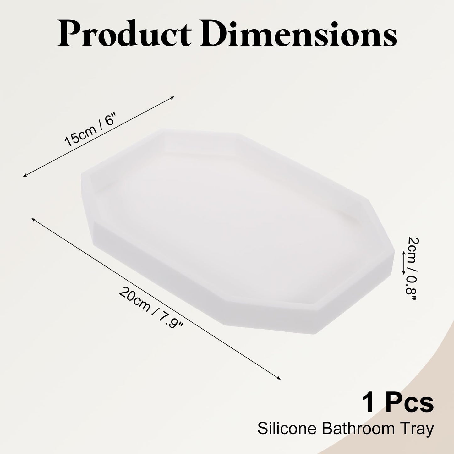 sourcing map Bathroom Vanity Tray, 7.9" x 6" Octagon Silicone Soap Dispenser Trays, Shatterproof Kitchen Sink Organizer for Soaps Keys Candle Trinket