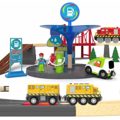 TOPLIVING Battery Operated Locomotive Train for Wooden Track, Motorized Train for Toddlers with Magnetic Connection, Compatible with Thomas, Brio, Chuggington, Melissa and Doug