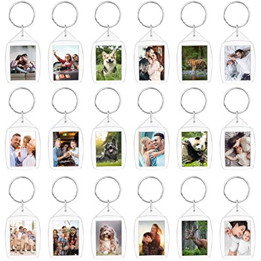 Kurtzy Blank Photo Insert Key chains (50 Pack) - Each Key ring is 3.2 x 5.4cm - Translucent Clear Acrylic Key Rings for Double Sided Photos - Small Picture Frames for Family, Friends, Gifts & Crafts
