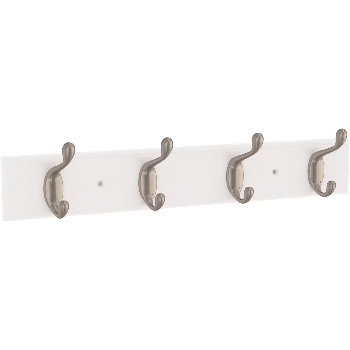 Franklin Brass Casual Curve Wall Mounted Pure White 16 in. Coat Rack, 4 Nickel Hooks, B46717K-PMN-C