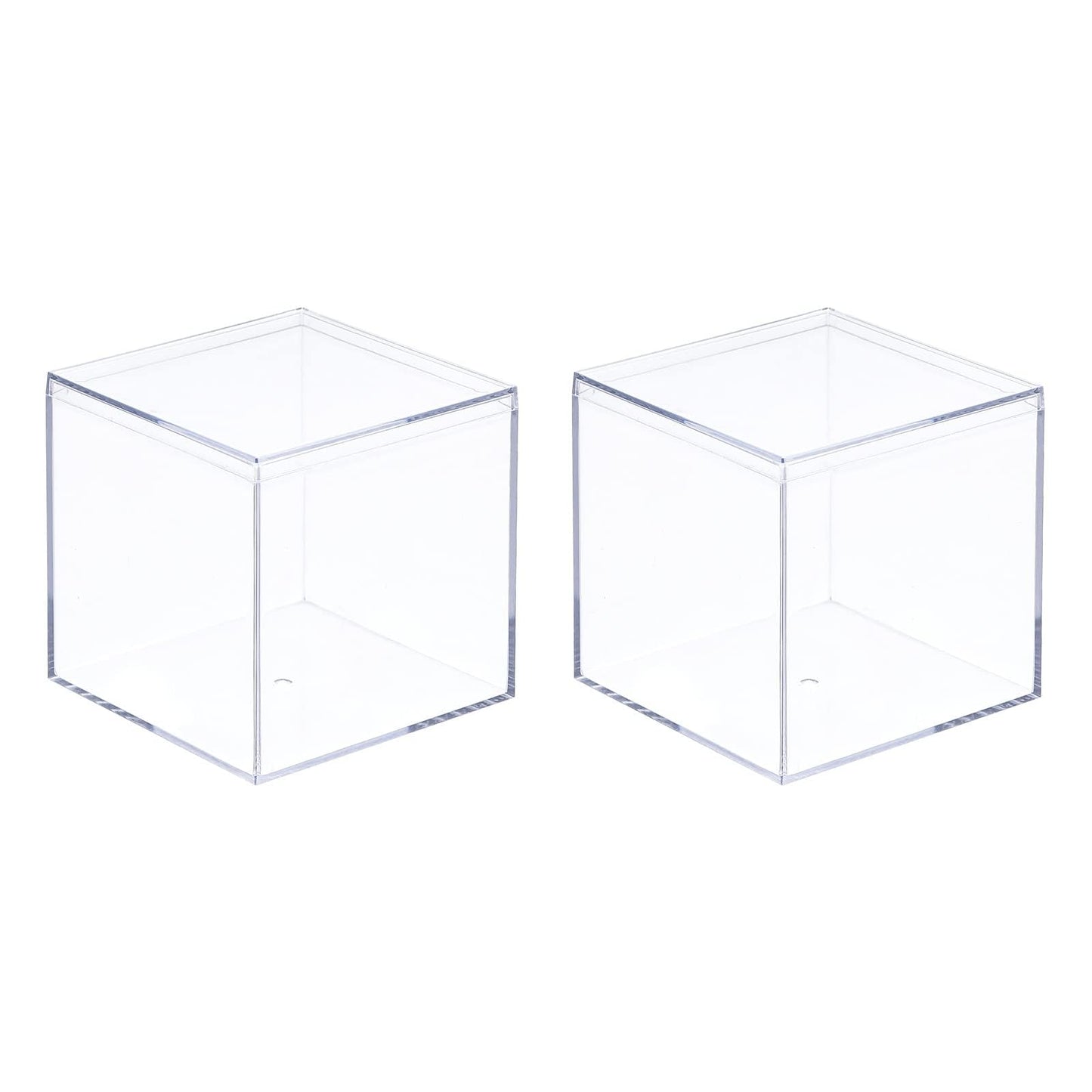 TA-VIGOR Acrylic Display Boxes 2Pcs 5.1 x 5.1 x 5.1cm with Lids