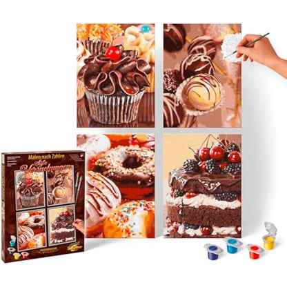 Noris Spiele Schipper Paint by Numbers Sweet Temptation (609340791 Images Each 18 x 24 cm, Multi-Colour
