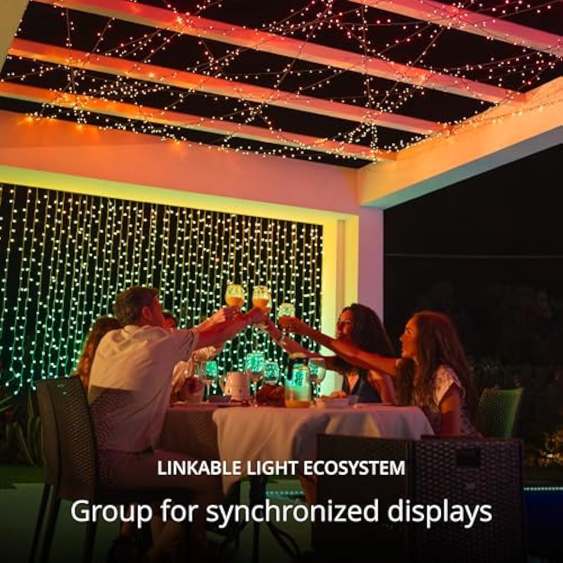 Twinkly Strings 600 LED RGB, LED Light String for in- and Outdoor, Christmas Lights, Smart LED Lights, Mappable LEDs, Compatible with Alexa and Google Home, IP44, Controlled by App, Black Wire, 48m