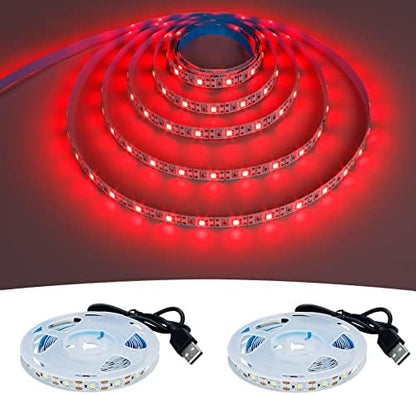 GOMING 5V USB LED Strip Light Red USB Powered 4M (2pcs x 6.6ft) 240LEDs Flexible SMD2835 No-Waterproof IP20 LED Tape Lights