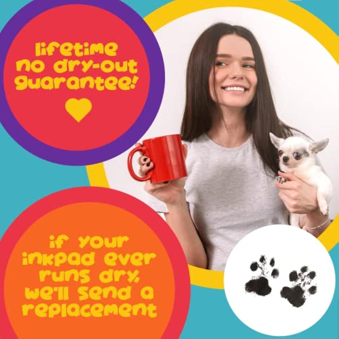 Cat and Dog Paw Print Kit - Pet Safe Ink Pad with Drawstring Bag - Black inkpad prints for cats and dogs puppy or kitten