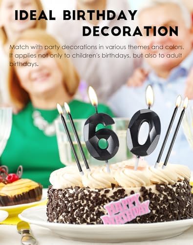 Black 18th Birthday Candles Set, Number 18 Candle with Black Gold Long Candles, Birthday Candles for Cake, Birthday Candle, Cake Candles Cake Topper Decorations for Birthday Party Wedding Anniversary