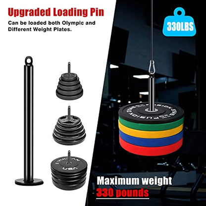 Taeku LAT Pulley System for Home Gym ? Strength Training Fitness Equipment Cable Machine for Triceps, Biceps, Back & Shoulder Workouts (100'' Nylon)