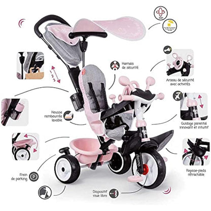 Tricycle évolutif Smoby Baby Driver Plus - Rose