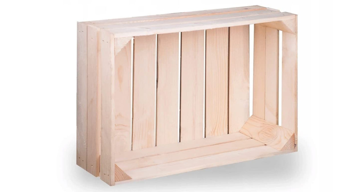 Wooden Crate - Unpainted Pine Wood Storage Box DIY Large in Size 40 x 30 x 20 cm