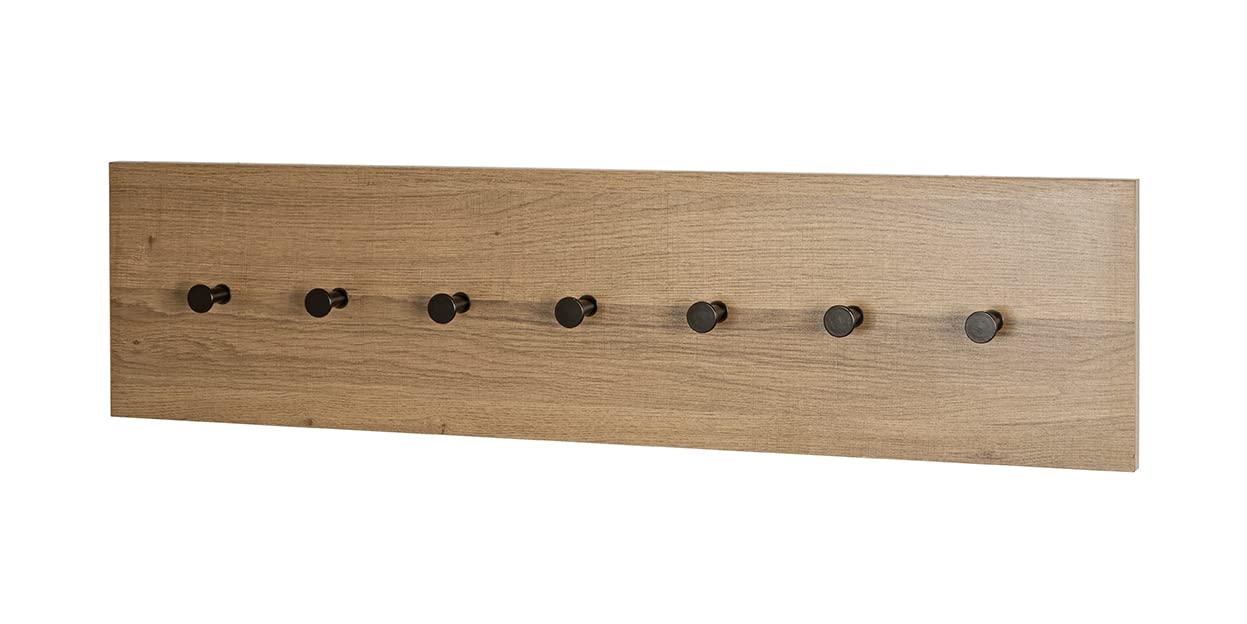 HAKU wardrobe oak, black, MDF, metal - Dim.: W 80 cm x H 20 cm x D 5 cm, Style: Modern