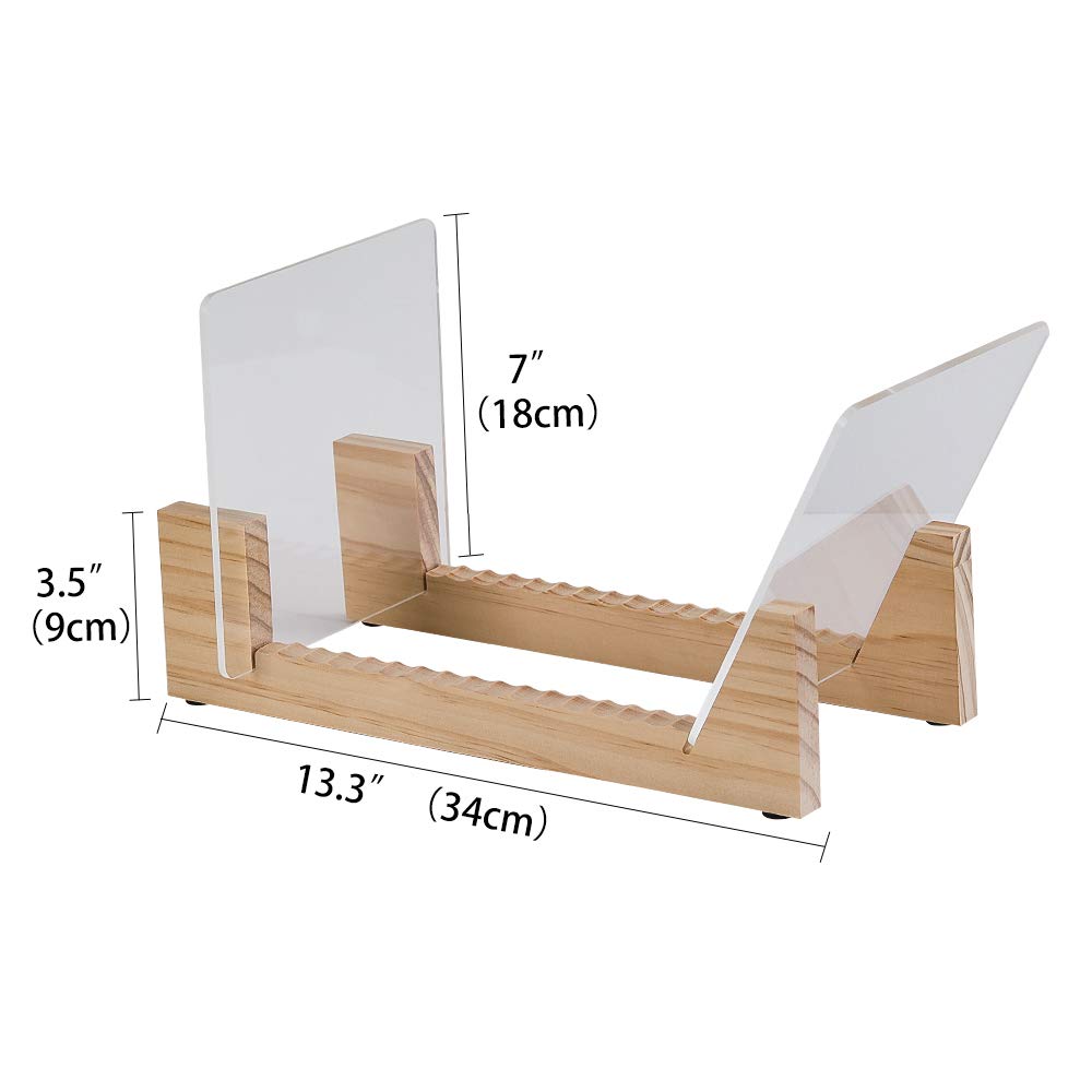 Tincogo Vinyl Record Storage Holder Record Stand Album Storage Display Stand-Store and Holds Up to 50 Albums,DVDs,or CDs-Solid Pine Wood with Crystal