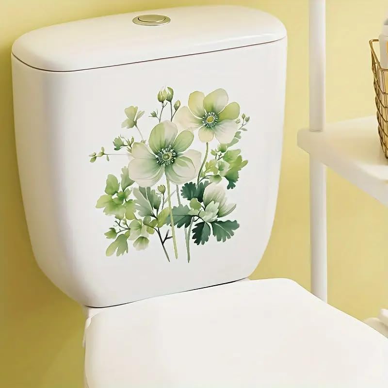 TOLOVIS Creative Elegant Flowers Toilet Cover Sticker Decals,Flower leaf bird Waterproof Toilet Lid Tank Seat Decals Cistern Self-Adhesive Bathroom