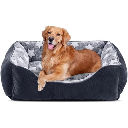 MIXJOY Extra Large Dog Bed(107x76cm), Super Soft Cosy Rectangle Dog Beds, Grey Washable Pet Bed, Good for Golden Retriever, Labrador，German Shepherd，Samoye，Rottweiler