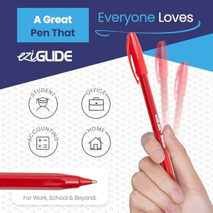 Eziglide 50-Pack Ballpoint Pens, Orange - Smooth Writing Action-Medium Point Nib (1.0mm), Multipack Ball Point Pen Ideal for School, Work, Home stationary