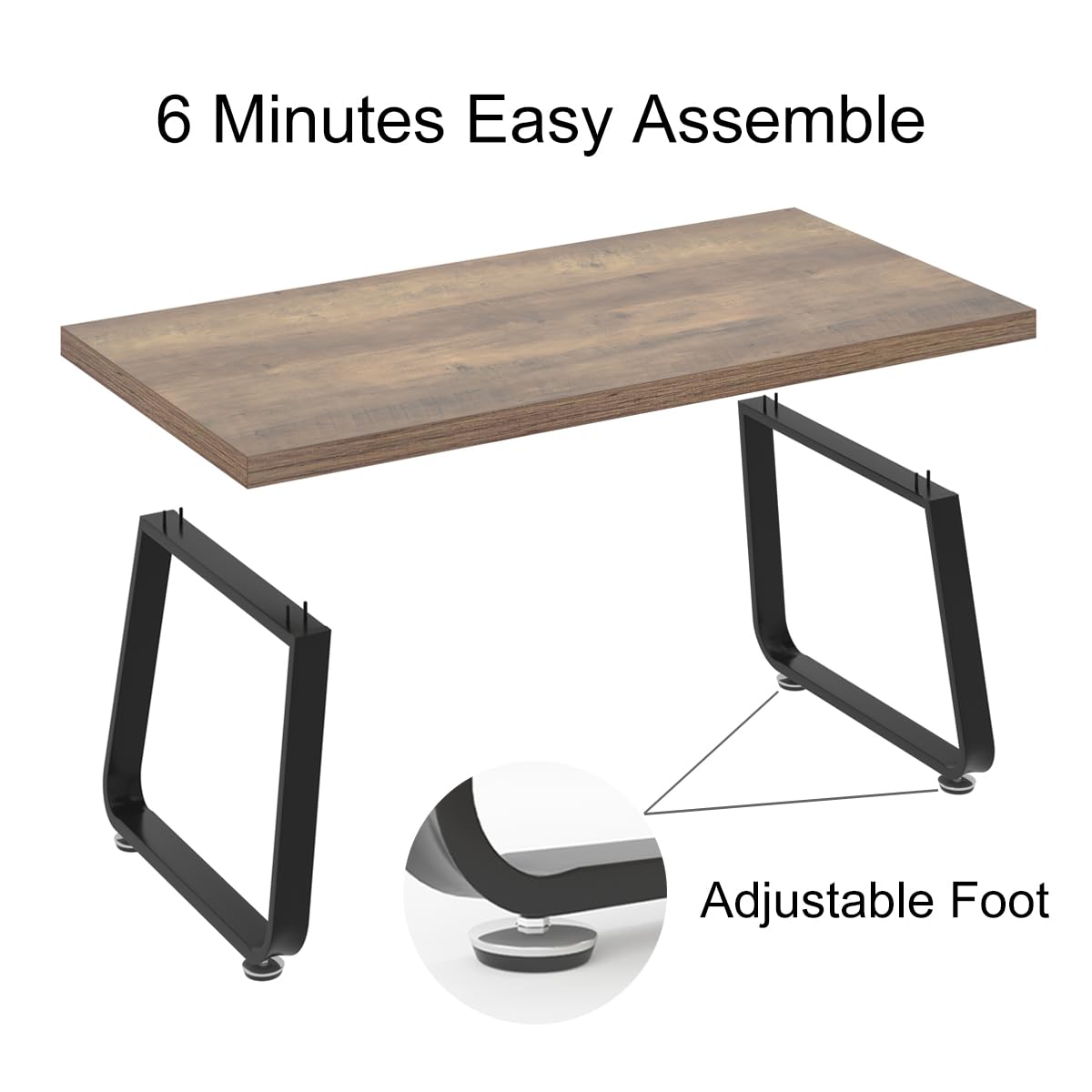HSH Rustic Oak Coffee Table, 60D×120W×46.5H cm, Rustic Industrial Wooden Coffee Table for Living Room Bedroom Office