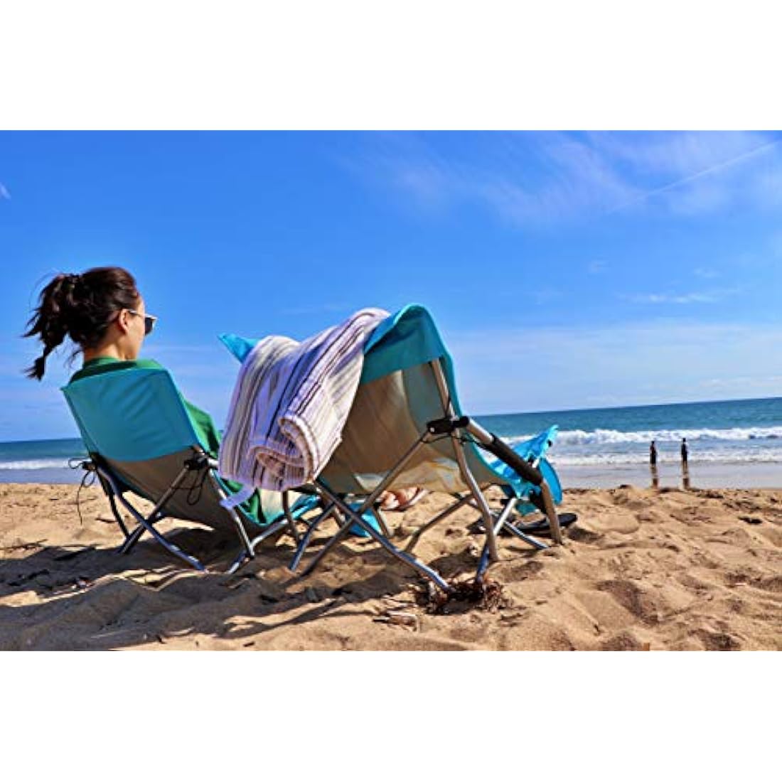 Nice C Low Beach Camping Folding Chair, Ultralight Backpacking Chair with Cup Holder & Carry Bag Compact & Heavy Duty Outdoor, Camping, BBQ, Beach, Travel, Picnic, Festival (1 Pack of Blue)
