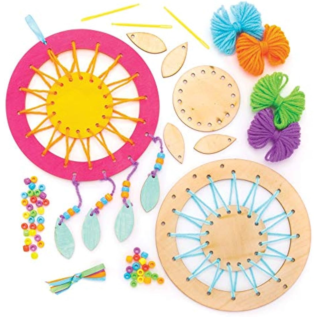 Baker Ross AW601 Wooden Dream Catcher Kit, Dreamcatchers for Kids to Make, Personalise and Display for Arts and Crafts Activities (Pack of 4)