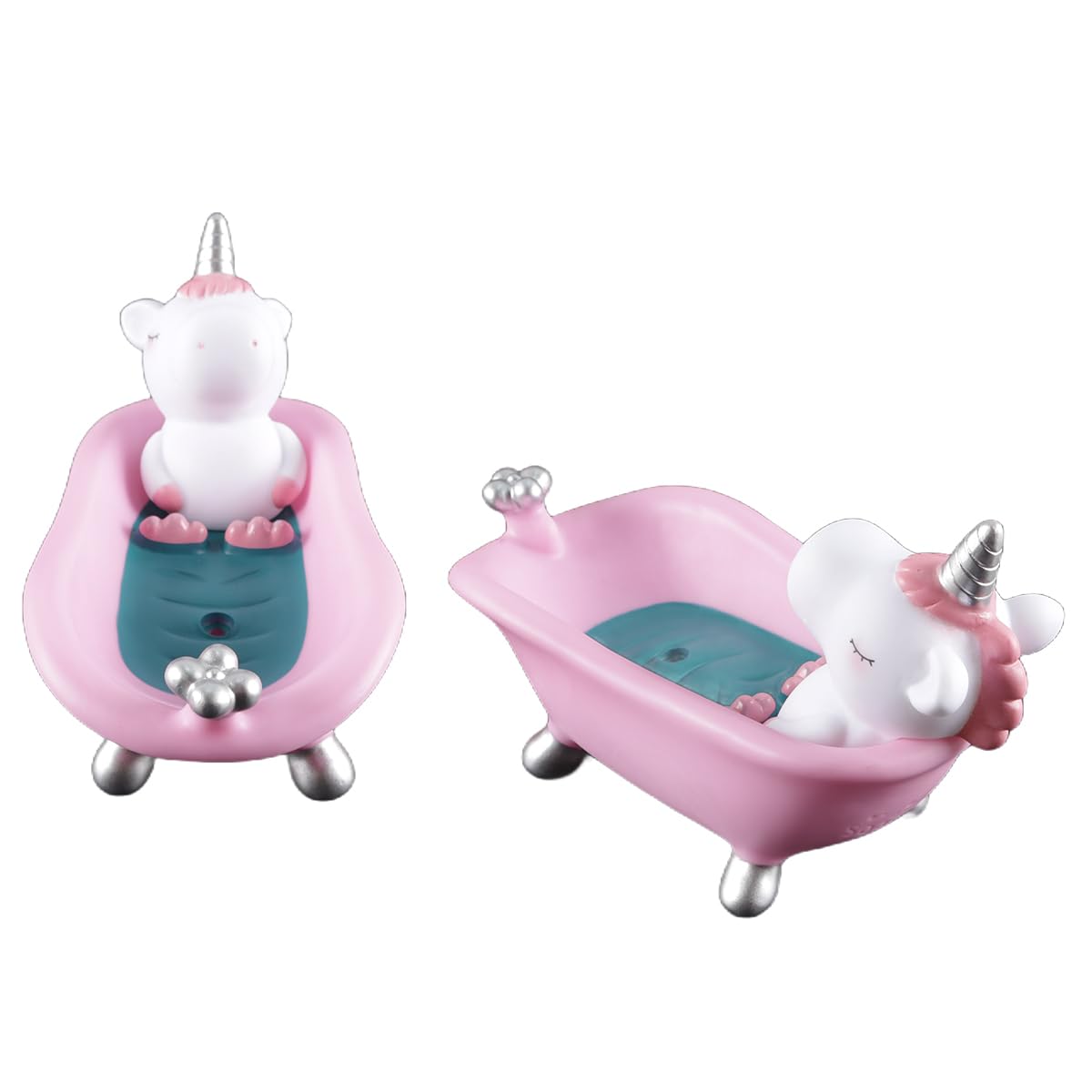 zalati Lovely Plastic Soap Dish, Cartoon Dish Unicorn Bathtub Soap Box with Drainage for Bathroom Bathtub, Kitchen Sink Pink