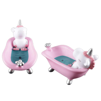 zalati Lovely Plastic Soap Dish, Cartoon Dish Unicorn Bathtub Soap Box with Drainage for Bathroom Bathtub, Kitchen Sink Pink