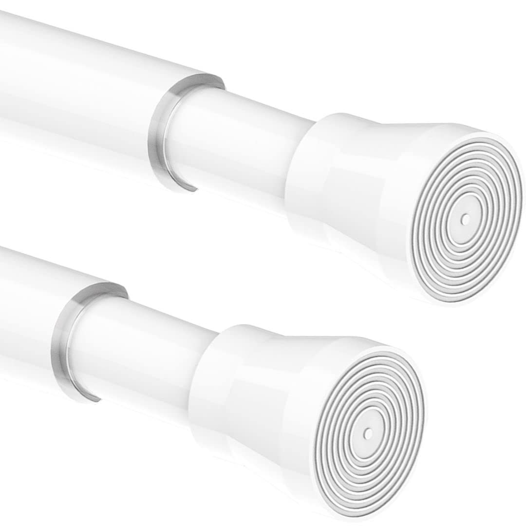 2Pcs Tension Rods for Shower Curtain Rails No Drilling curtain poles Extendable Telescopic Curtain Rods Easy Fitting for Bathroom Kitchen Cupboards