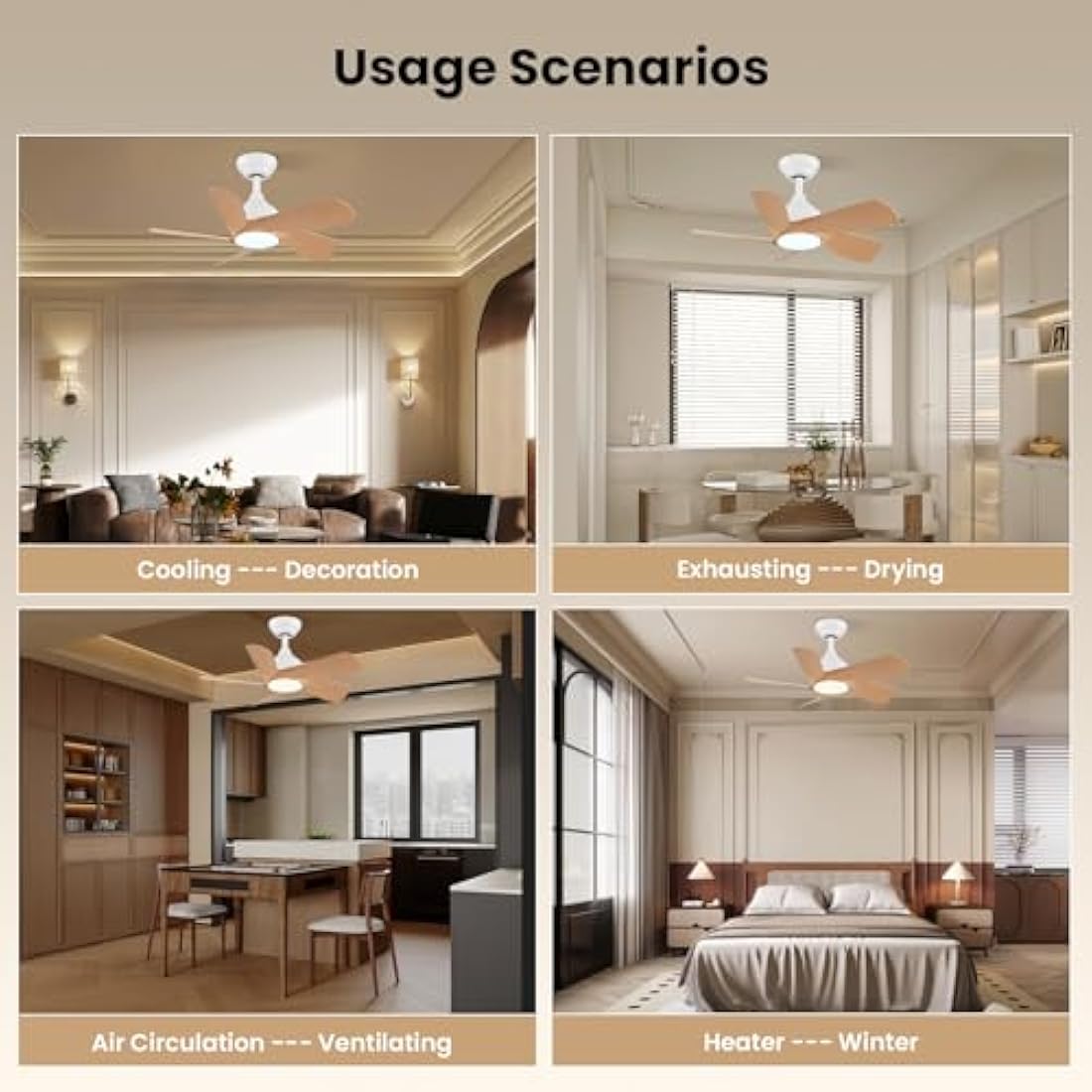 CJOY 30 inch Ceiling Fan Light, Woodgrain Ceiling Fans with Lights Dimmable, Memory 3CCT, 6 Speeds, Quiet, Reversible DC 5 Blades, Fan Lights Ceiling for Bedroom/Kids Room/Corridor/Aisle