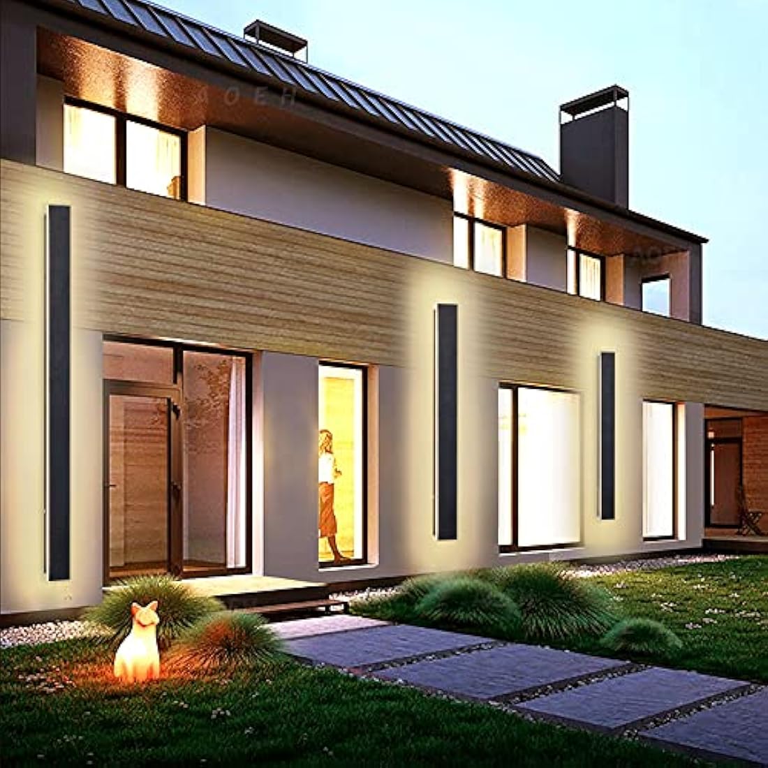 Outdoor Wall Lights LED Black Long Wall Sconce Ip65 Waterproof Outside Lights Rectangular Wall Lighting 3000k 40W Aluminum Exterior/Indoor Wall Light For Garden Villa Porch Terraces Garage,115cm*1