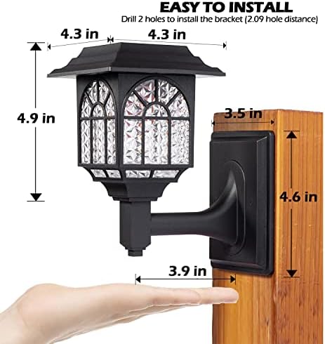 LeiDrail Solar Fence Lights Solar Lights Outdoor Garden LED Solar Powered Outdoor Wall Lights Waterproof Decor for Patio Yard Warm White 4 Pack
