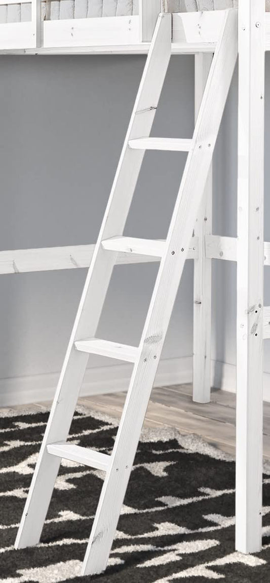 Strictly Beds and Bunks Pine Bunkbed Ladder - Replacement Bunk Bed Slanted Ladder Solid Pine, Natural, White, Black or Grey (White)