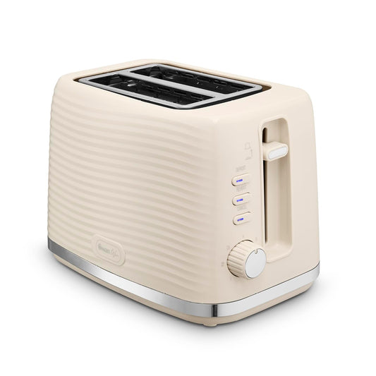 Swan ST19034CRM Wave 2-Slice Toaster, 7 Browning Levels, Defrost, Cancel & Reheat Functions, Removable Crumb Tray, Hidden Cord Storage, Non-Slip Feet,