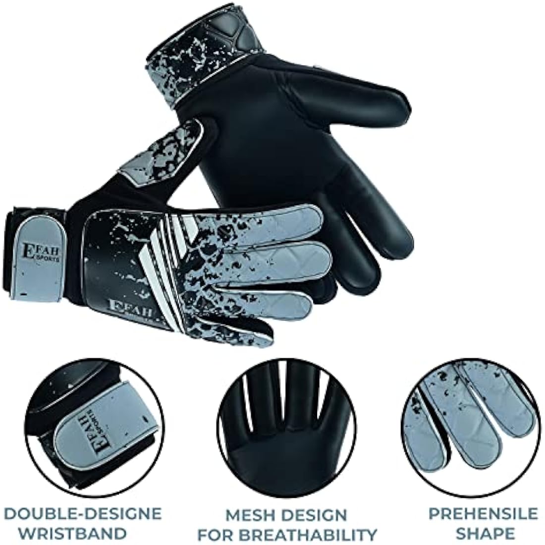 EFAH SPORTS Football Goalkeeper Gloves For Boys kids Children Youth Soccer Goalie Glove with Super Grip Palms