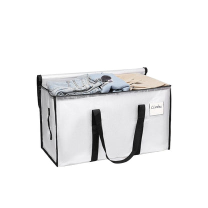 Mesiria 4 Pack 91L Clear Clothes Storage Bags with Lids, Heavy Duty Moving Bags with Zips & Reinforced Handles