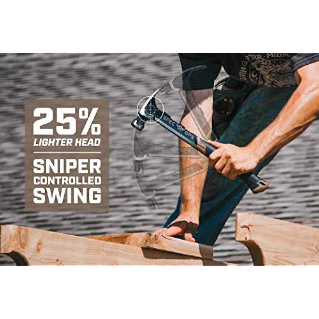 Spec Ops - SPEC-M20SF-S Tools Nailing Hammer, 20 oz, Rip Claw, Smooth Face, Soft Mallet Face, Shock-Absorbing Grip, 3% Donated to Veterans Black/Tan