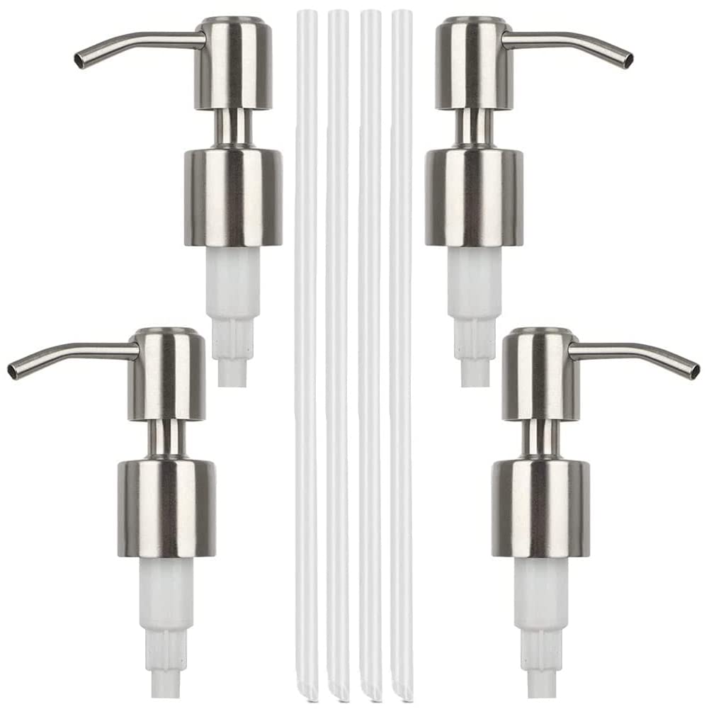 4 pieces threaded bottle soap dispenser, pump head for bottles screw, soap dispenser pump head, with 20 cm hose, screw-in pump head for bottles