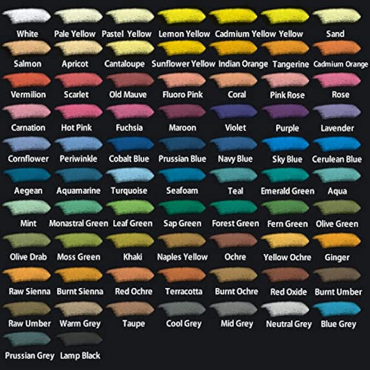 MONT MARTE Soft Pastels Signature 72pc, Set of 72 Assorted Coloured Pastel Sticks, Vibrant and Blendable, Ideal for Art, Craft, Drawing, Sketching