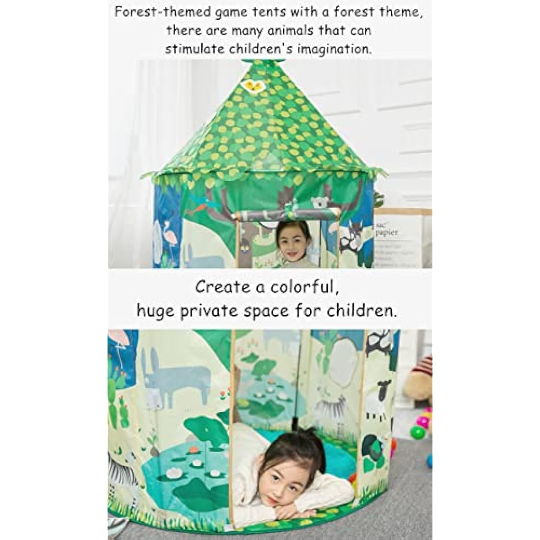 Floving Childrens Teepee Play Tent,Pop up children's tent for Indoor and Outdoor Fun, girl toy, play house, yurt design, suitable for indoor and outdoor entertainment