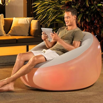 Bestway Inflatable Chair, Outdoor Armchair with LED Lights, Grey